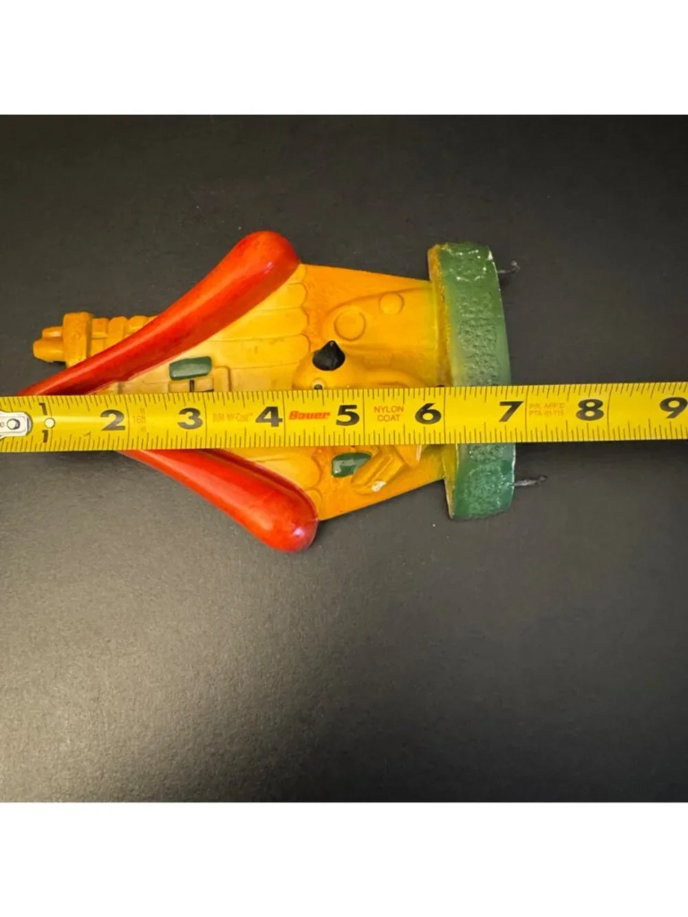 VTG Hand-Painted Wall Hook With Birdhouse Design Yellow Bird Green Base Red Roof